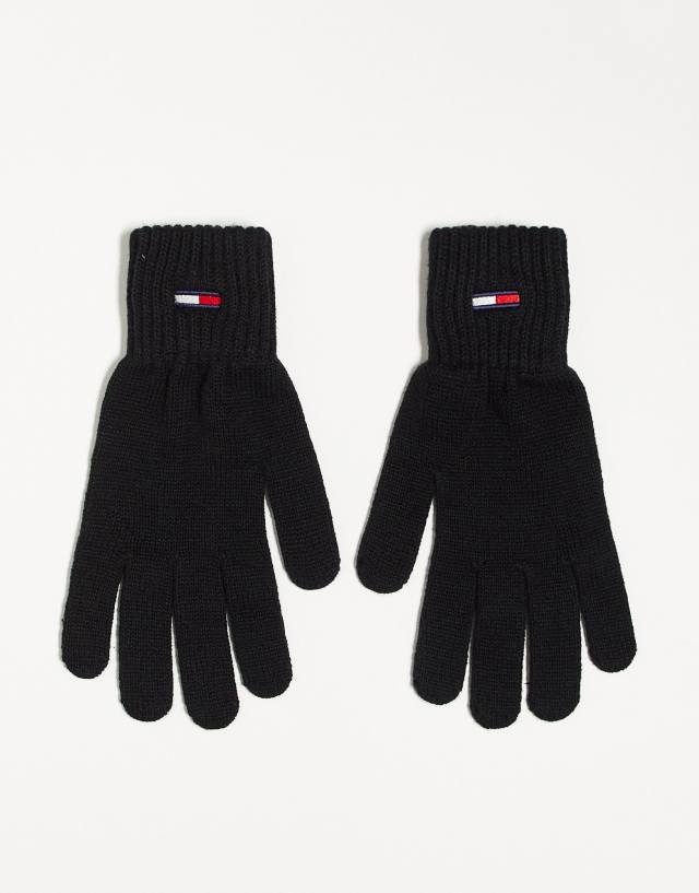 Tommy Jeans flag gloves in black