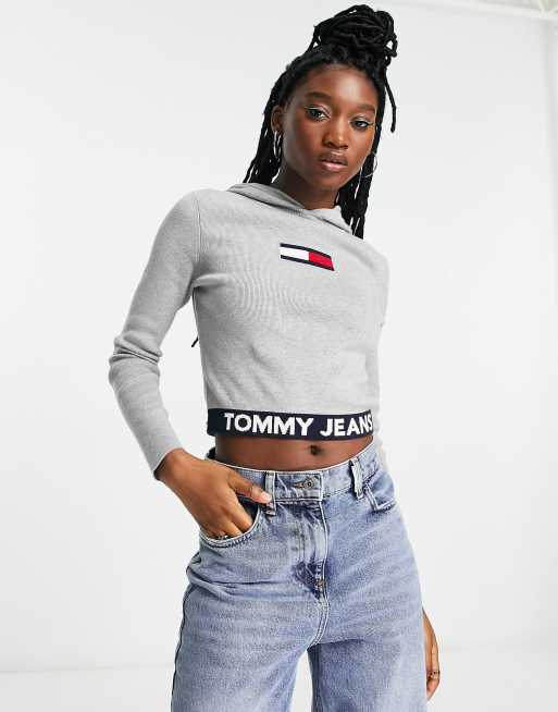 Tommy Jeans flag hoodie sweater in gray