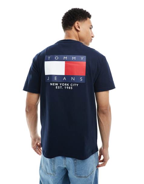 Tommy Jeans flag logo back print t-shirt in navy - view 1