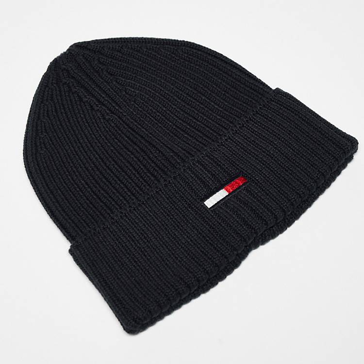 Tommy Jeans flag logo beanie and scarf set in black | ASOS