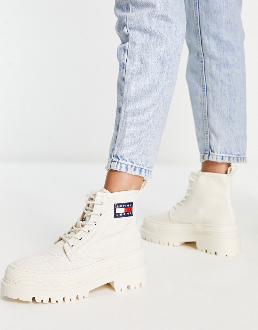 Tommy Jeans flag logo boots in white