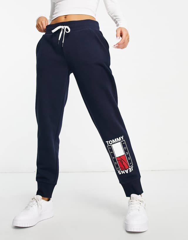 Tommy Jeans flag logo boyfriend sweatpants in black