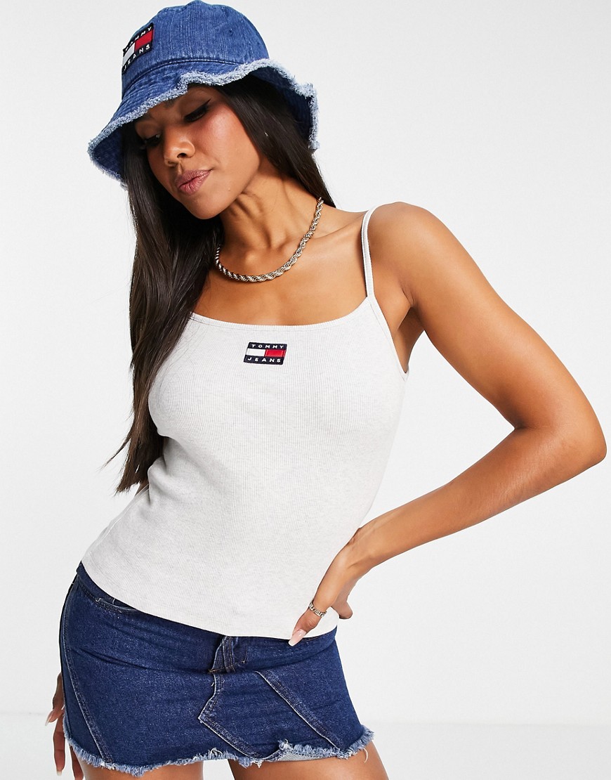 Tommy Jeans flag logo cami top in black