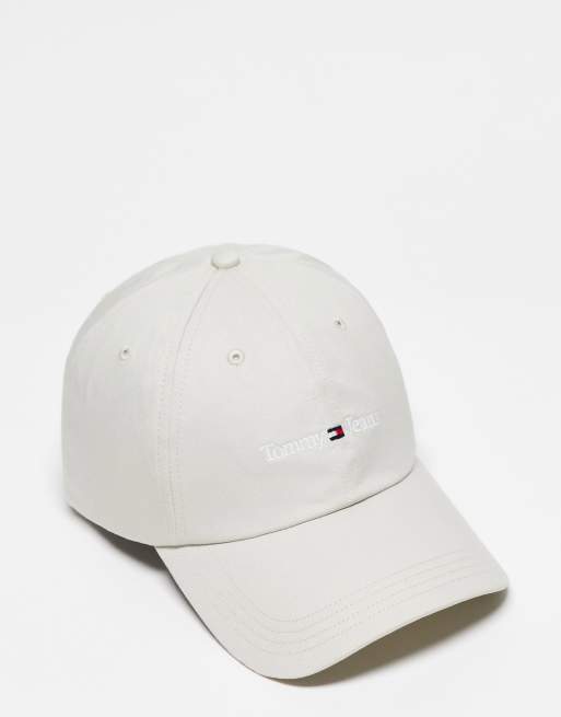 Tommy Jeans flag logo cap in beige | ASOS