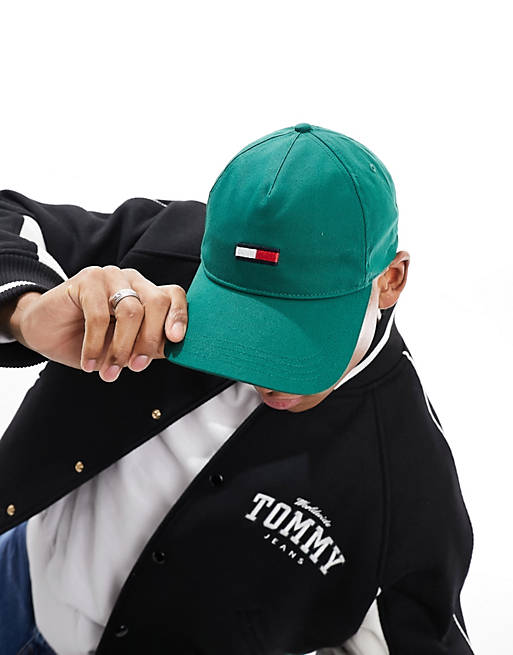 Tommy Jeans flag logo cap in green | ASOS