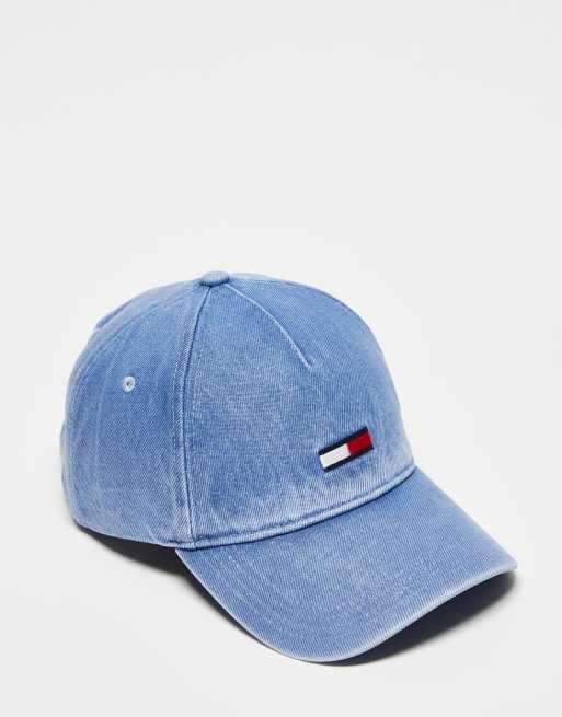 Tommy Jeans flag logo denim cap in blue