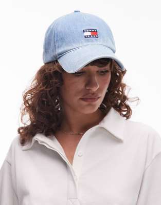 Tommy Jeans flag logo denim cap in blue - view 1