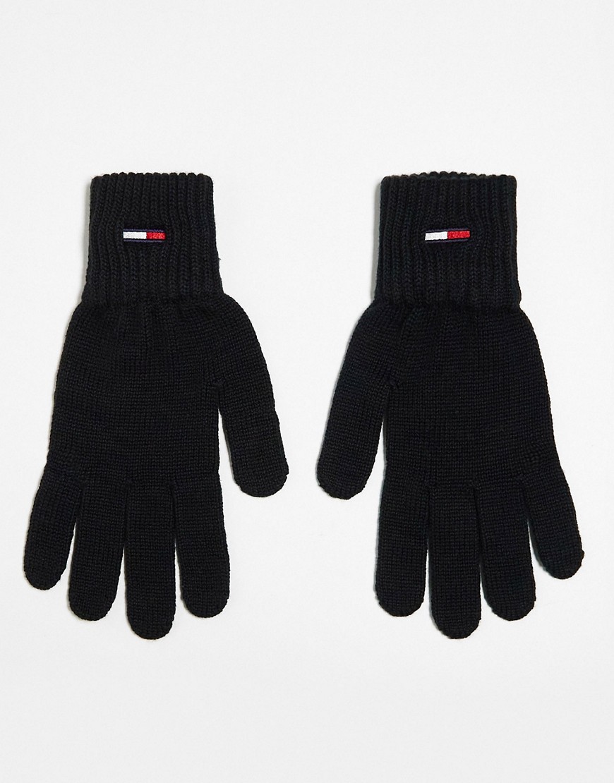 flag logo gloves in black