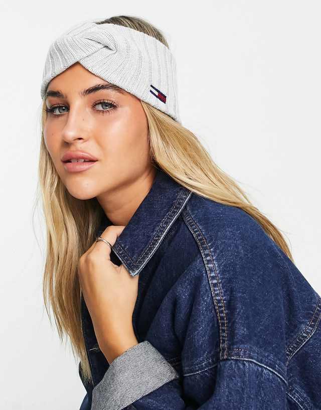 Tommy Jeans flag logo headband in gray