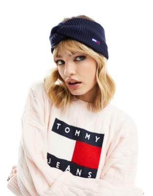 Tommy Jeans flag logo headband in navy