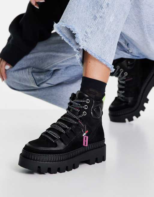 Tommy Jeans flag logo hiking boots in black ASOS