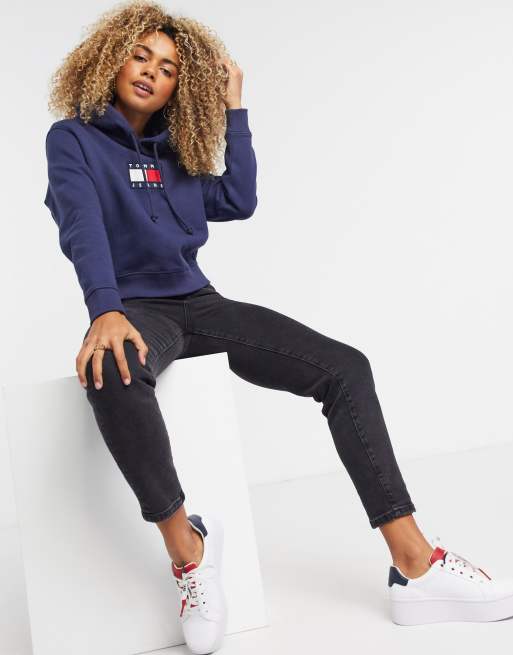 Tommy jeans 90s flag store logo hoodie in navy