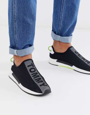 tommy jeans flag logo mesh sock trainers in black