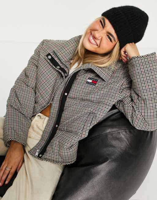 Legepladsudstyr Modstander pop Tommy Jeans flag logo padded jacket in check | ASOS