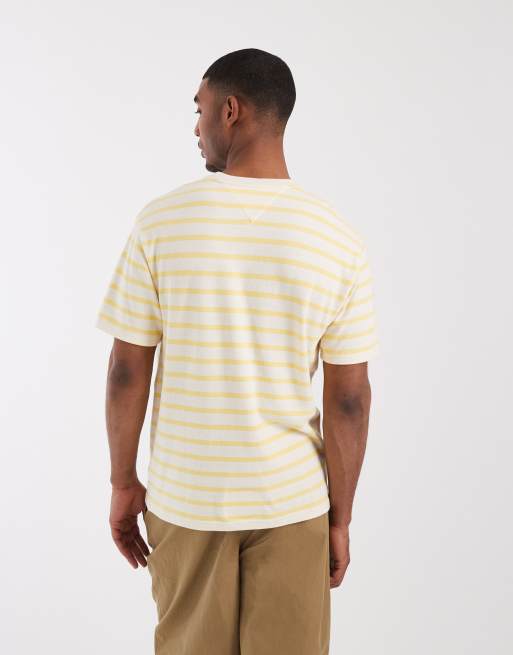 Tommy Jeans flag logo relaxed fit t-shirt in yellow stripes, 4 of 5