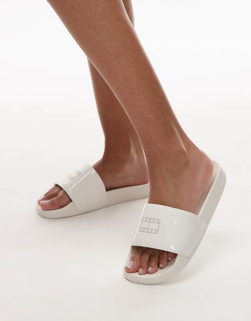 Tommy Jeans flag logo sandals in white, 4 of 4