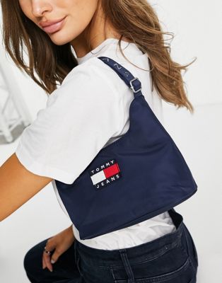 Tommy Jeans flag logo shoulder bag in navy