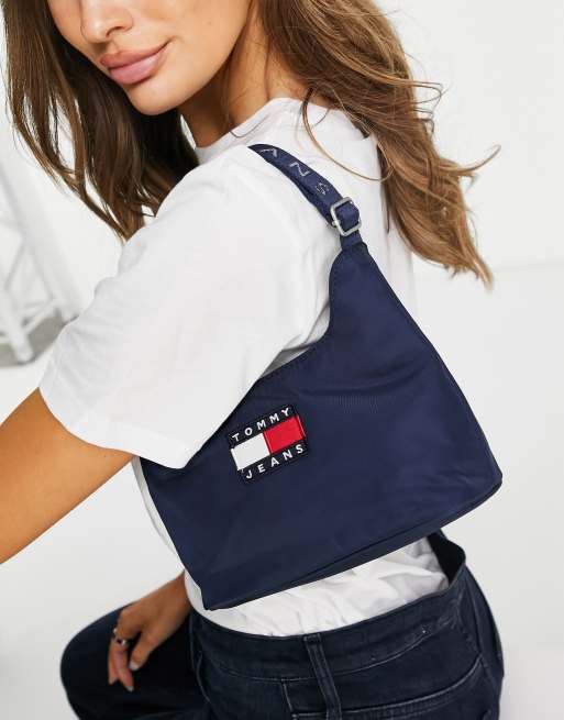 Tommy Jeans flag logo shoulder navy bag | ASOS in