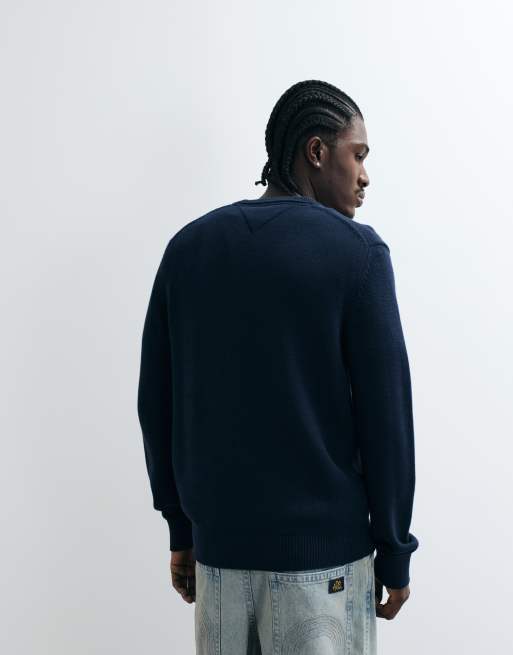 Tommy Jeans flag logo slim fit sweater in navy, 4 of 5