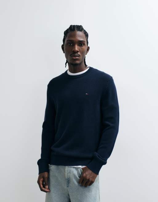 Tommy Jeans flag logo slim fit sweater in navy, 5 of 5