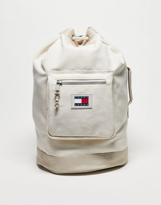 Tommy Jeans flag logo sling bag in cream