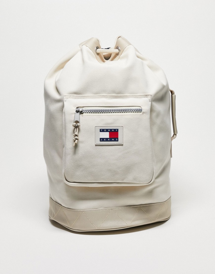 Tommy Jeans flag logo sling bag in cream-White