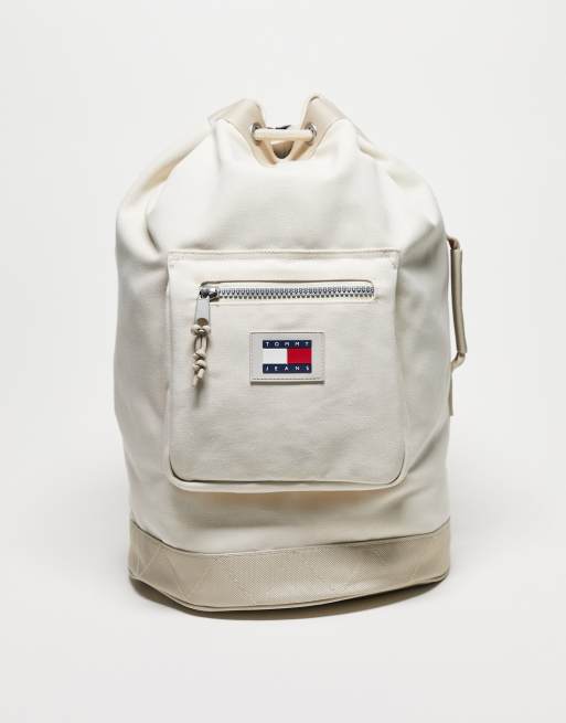 Tommy Jeans flag logo sling bag in cream ASOS