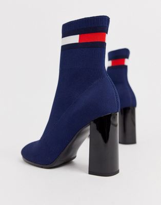 tommy jeans flag heeled sock boots