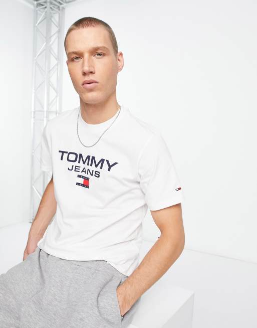 Tommy Jeans flag logo t-shirt in white | ASOS