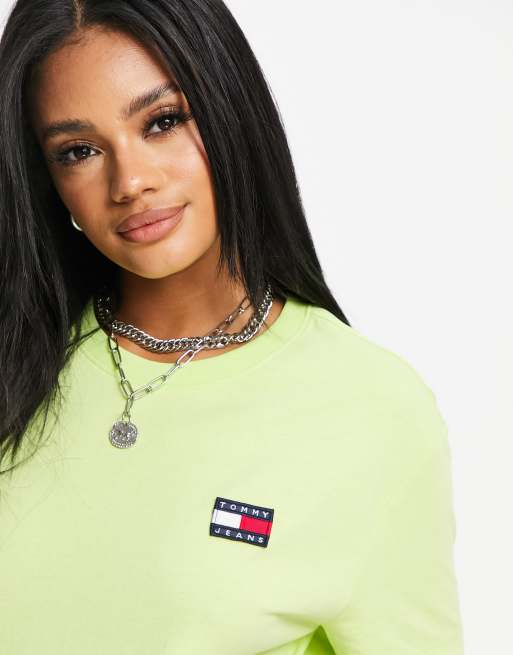 Tommy Jeans flag logo t shirt in yellow