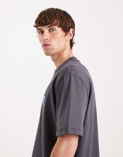 Tommy Jeans flag logo t-shirt with mountain peak back print in washed black, 4 of 5