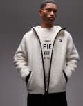 [Tommy Jeans] Tommy Jeans flag logo teddy fleece in beige and navy Chest 40 Desert Sand Dune