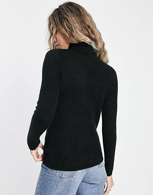 Tommy jeans flag logo turtleneck knitted sweater in black | ASOS