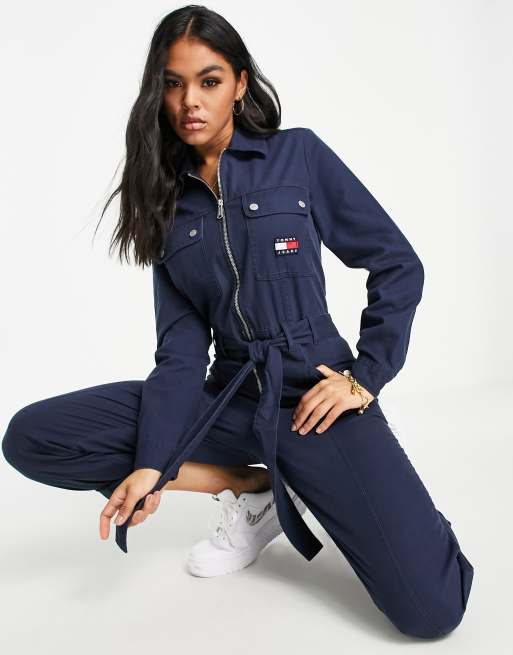 Tommy Jeans flag logo utility jumpsuit in navy