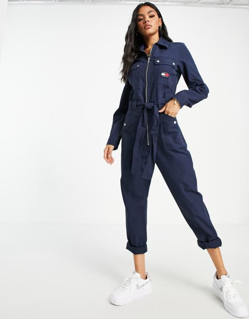 Tommy Jeans flag logo utility jumpsuit in navy