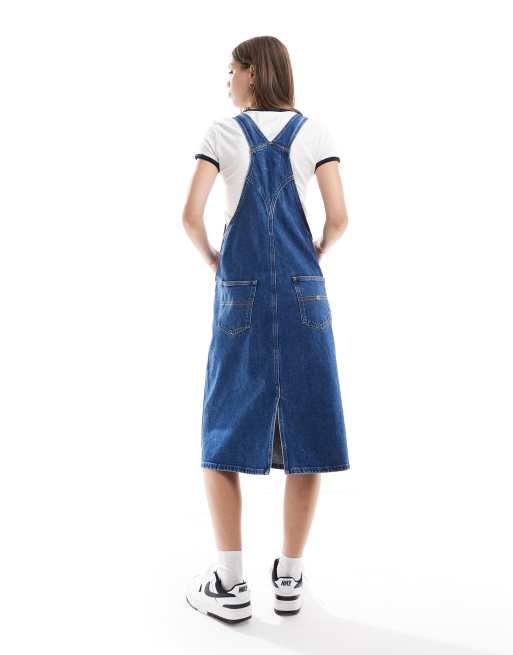 tommy hilfiger denim overall dress Tommy Jeans tommy girl denim overalls dress in dark wash