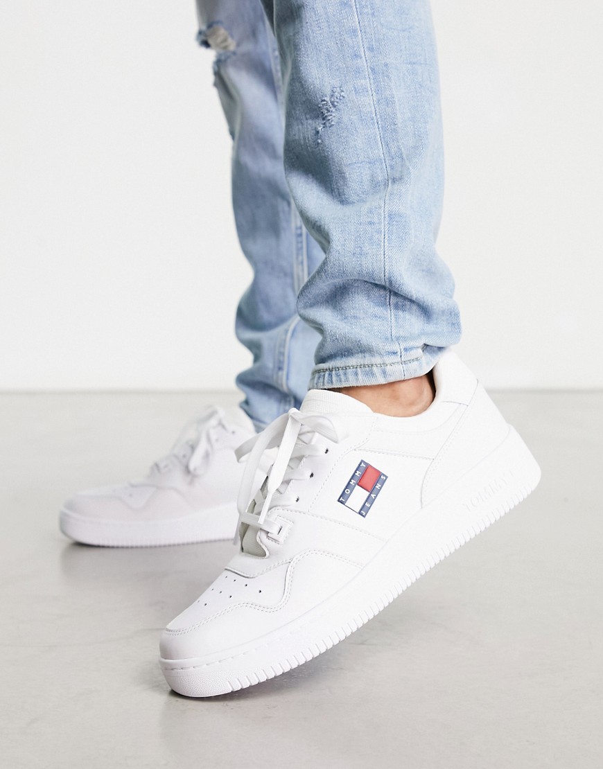 Tommy Jeans flag retro basket runners in white