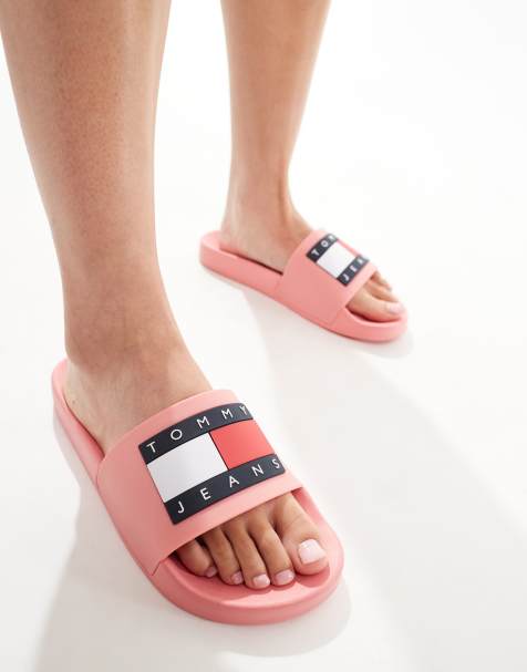 Tommy Jeans flag sliders in pink - view 1