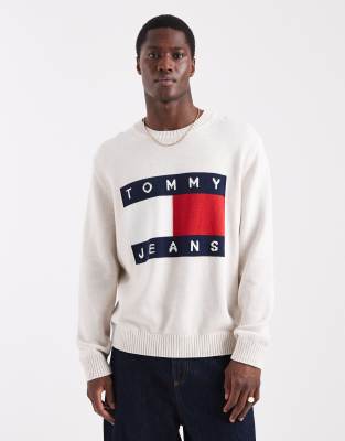 Tommy Jeans Flag Sweater In White