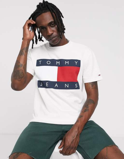 Tommy Jeans flag tee in white ASOS