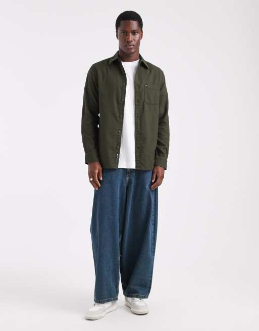 Tommy Jeans flannel shirt in dark green, 2 of 5