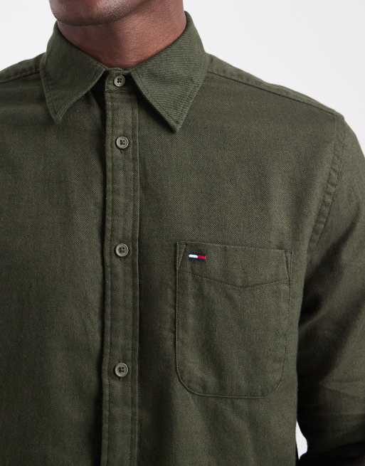 Tommy Jeans flannel shirt in dark green, 5 of 5