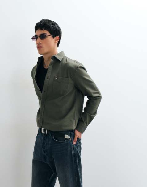 Tommy Jeans flannel shirt in khaki - view 1