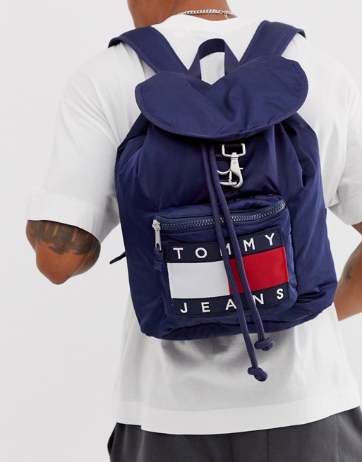 Tommy Jeans flap backpack with flag logo in navy