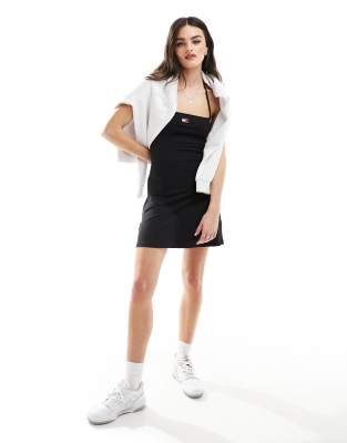 Tommy Jeans Flared Ribbed Mini Dress In Black