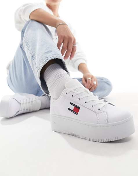 Tommy Jeans flatform sneakers in white - view 1