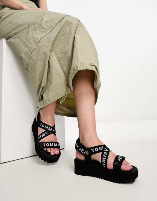 Tommy jeans technical store black platform sandals