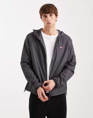 Tommy Jeans Fleece Chicago Hooded Jacket In Gray