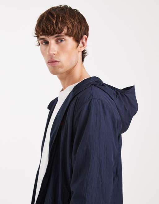 Tommy Jeans - Fleece Chicago jack met rits en capuchon in marineblauw, 4 van 5