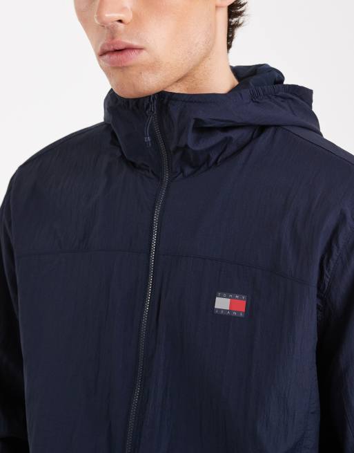 Tommy Jeans - Fleece Chicago jack met rits en capuchon in marineblauw, 5 van 5